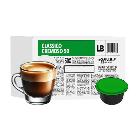 classic creamy coffee capsules compatible with lavazza blue in black