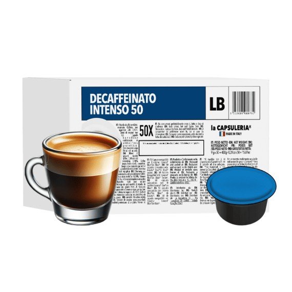 deca intenso coffee capsules compatible with lavazza blue in black